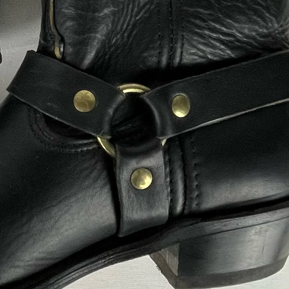 DOUBLE H BOOT CO. LADIES HARNESS 5026 ALMOND TOE SHORT LEATHER MOTORCYCLE BOOTS - Picture 11 of 14